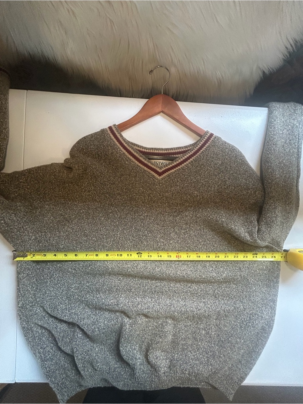 Vintage Mens XL Grandpa Grunge Sweater Salt Pepper V-Neck Slouchy 90s Knit Wool - Picture 8 of 10
